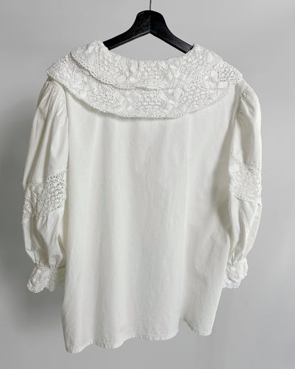 80s White Cotton Dirndl Blouse