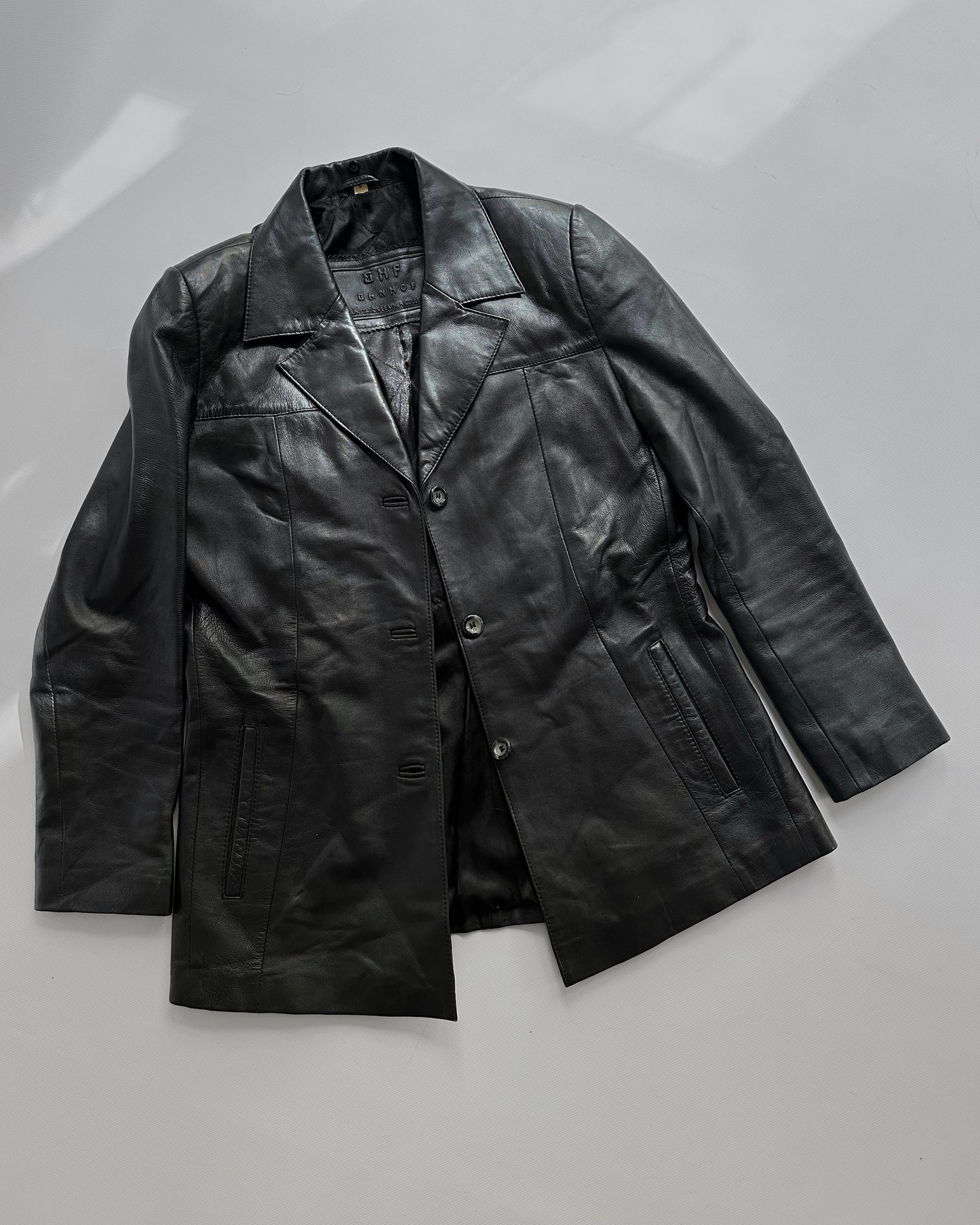 90s Black Leather Blazer