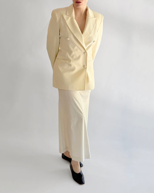 Vintage 1990s Cream Double Breasted Blazer - Made in Italy