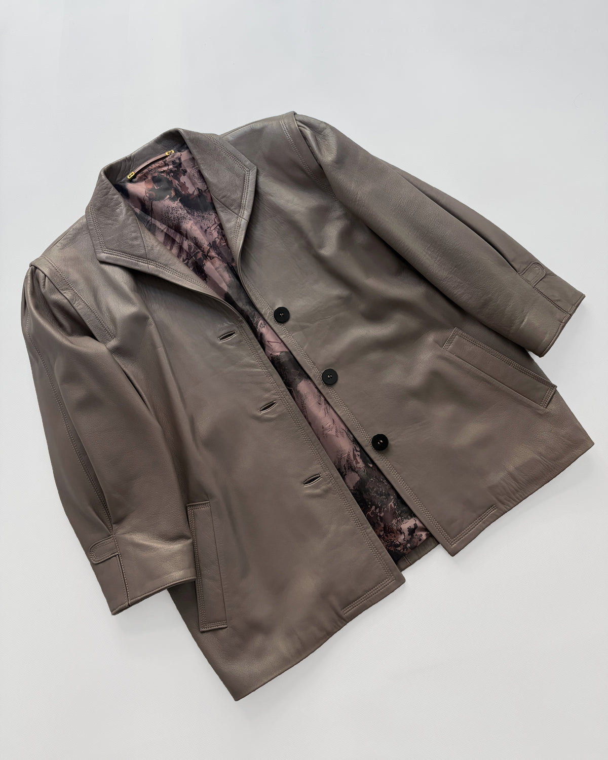 Vintage 1990s Taupe Sheepskin Leather Jacket