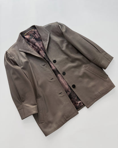 Vintage 1990s Taupe Sheepskin Leather Jacket