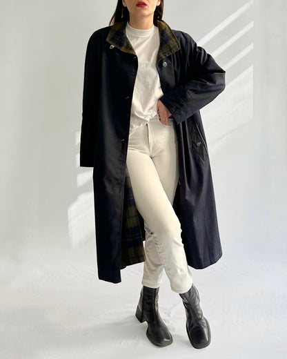 90s Navy Cotton Trench Coat