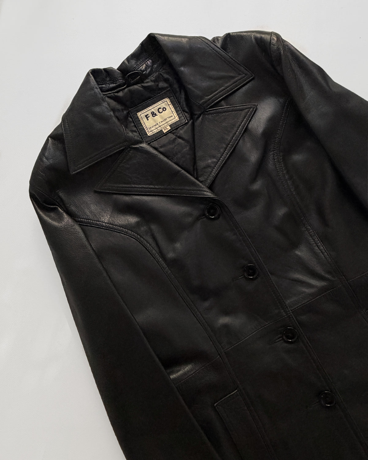 Vintage 1990s Black Italian Goatskin Leather Maxi Coat
