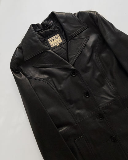 Vintage 1990s Black Italian Goatskin Leather Maxi Coat