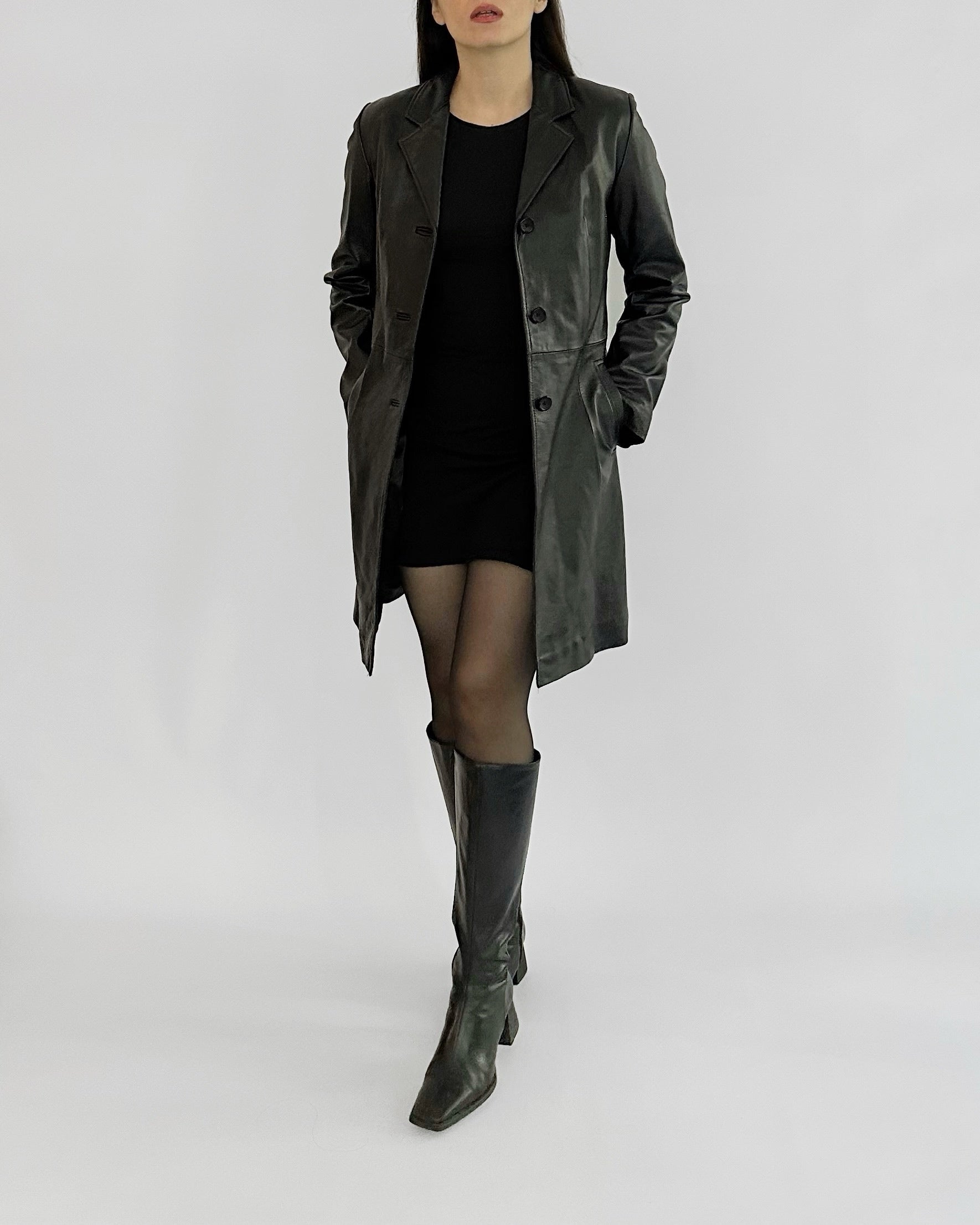 2000s Black Sheepskin Nappa Leather Coat – Alba Vintage Studio