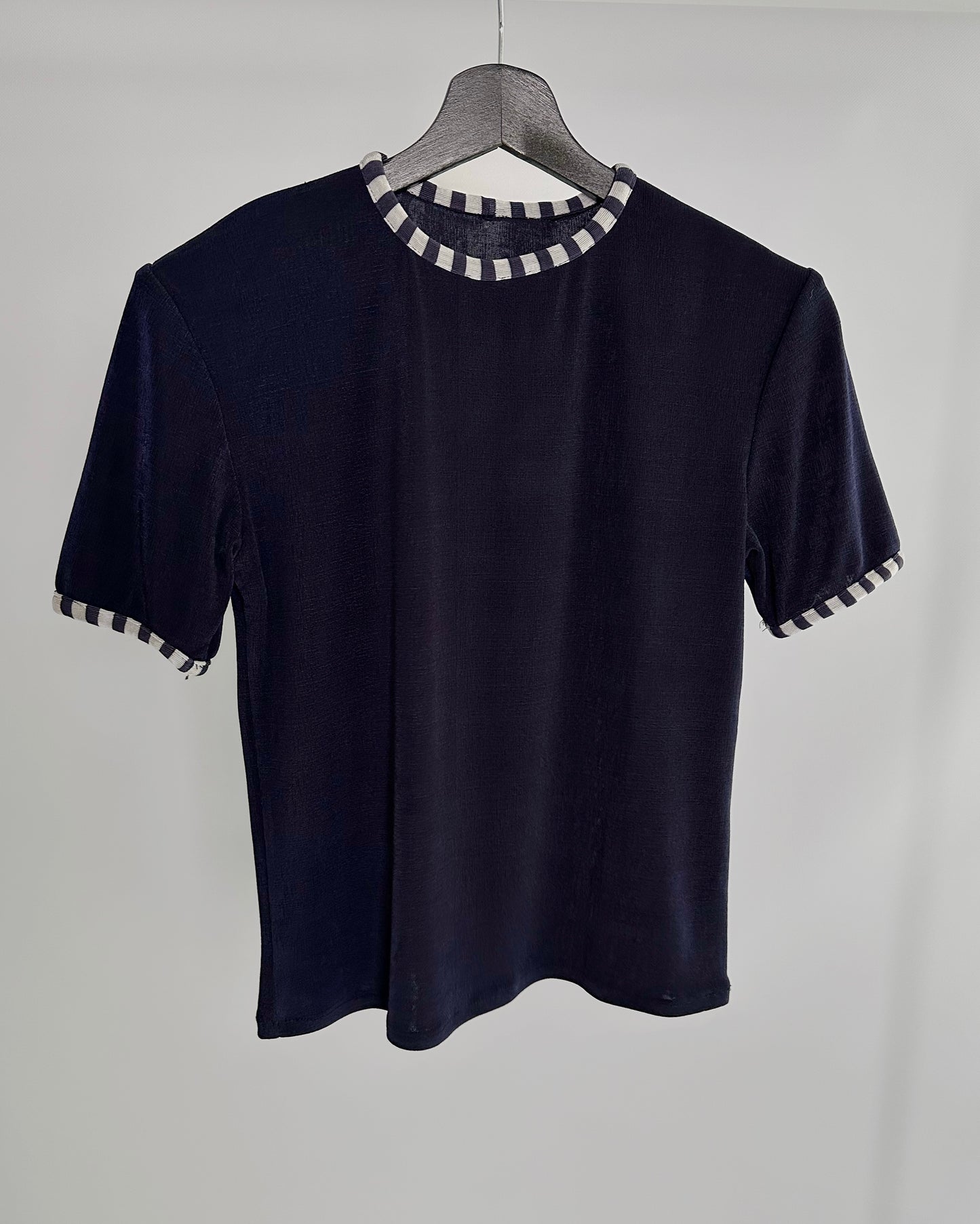 90s Navy Striped Elasticated Top