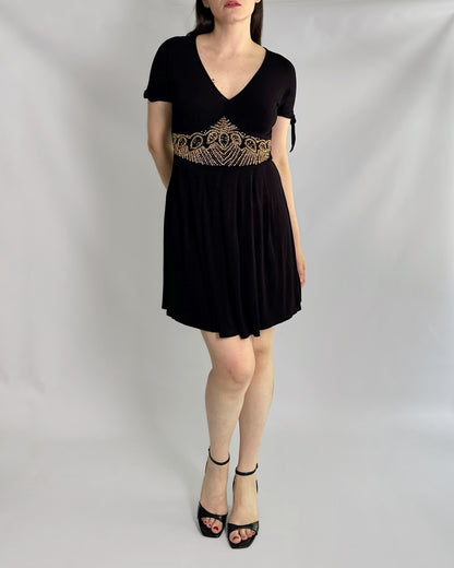 90s Krizia Black Beaded Dress