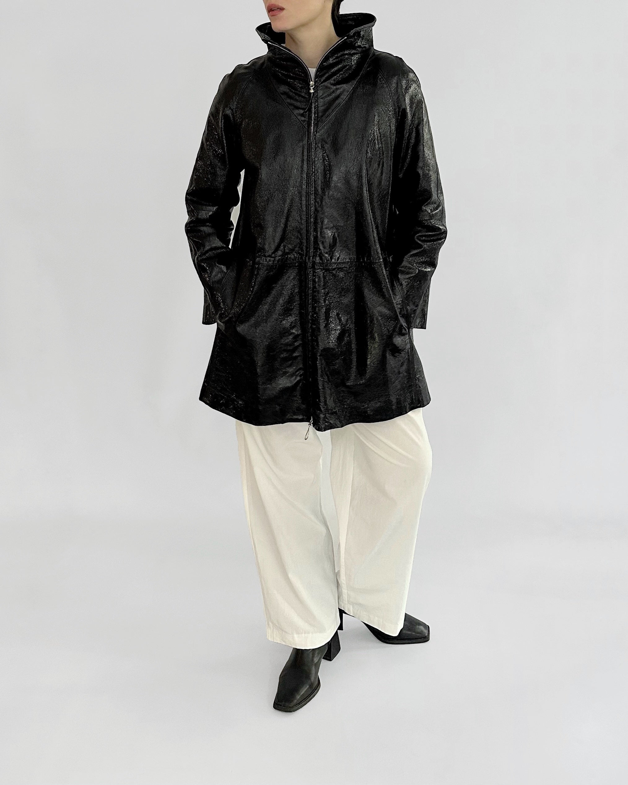 80s Gianfranco Ferré Black Patent Leather Coat – Alba Vintage Studio