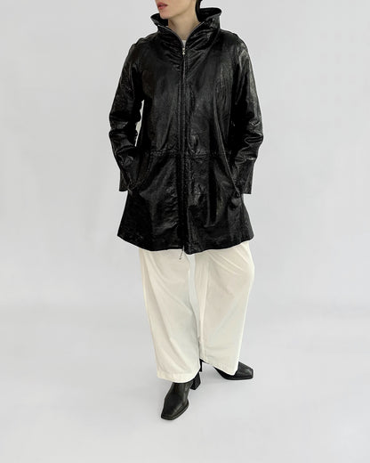 80s Gianfranco Ferré Black Patent Leather Coat