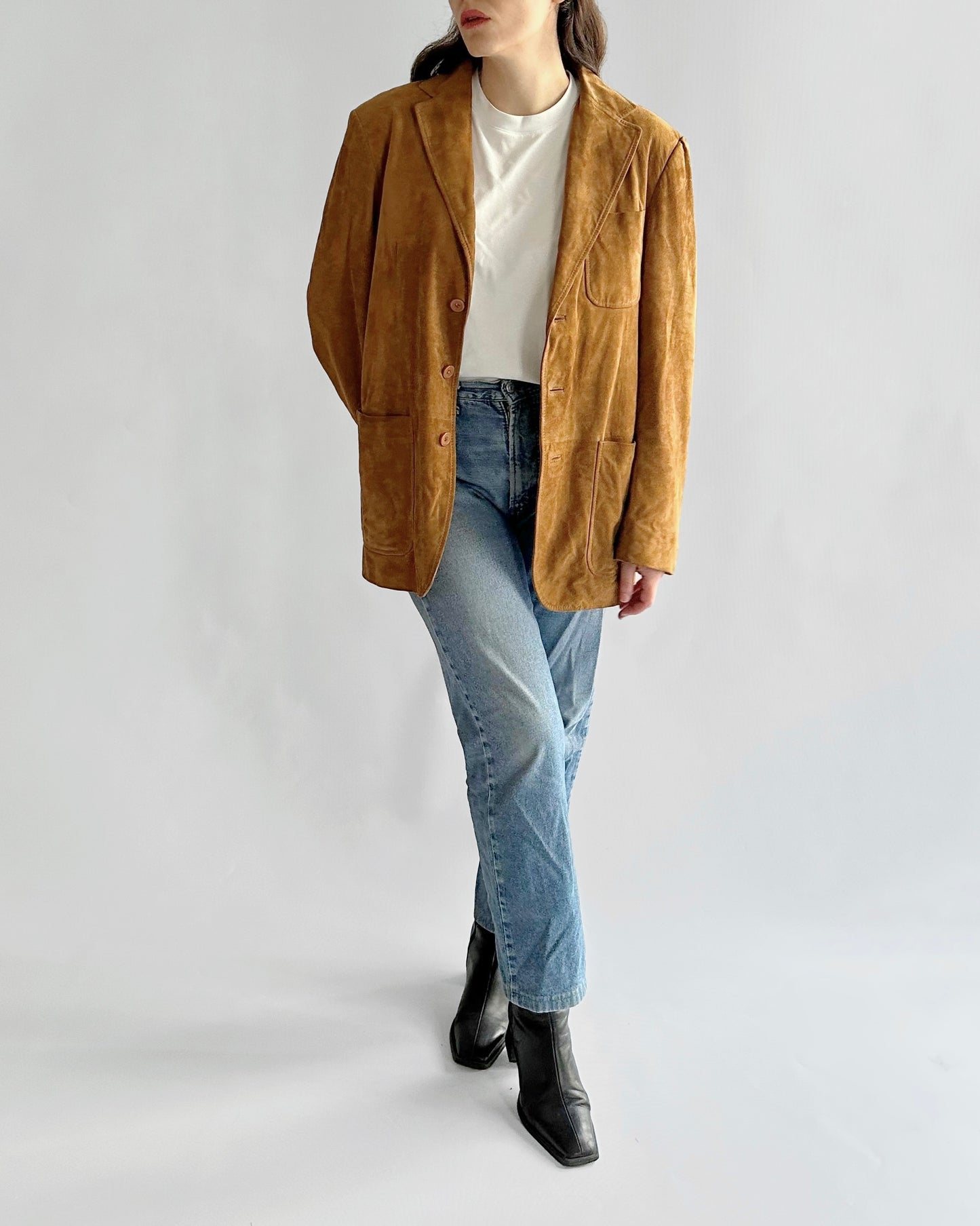 2000s Camel Goatskin Suede Blazer