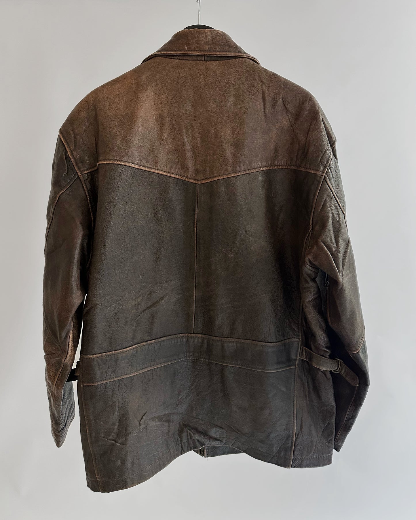 90s Oakwood Distressed Brown Leather Jacket
