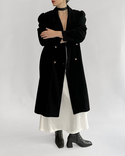 90s Black Coat with Jewel Buttons