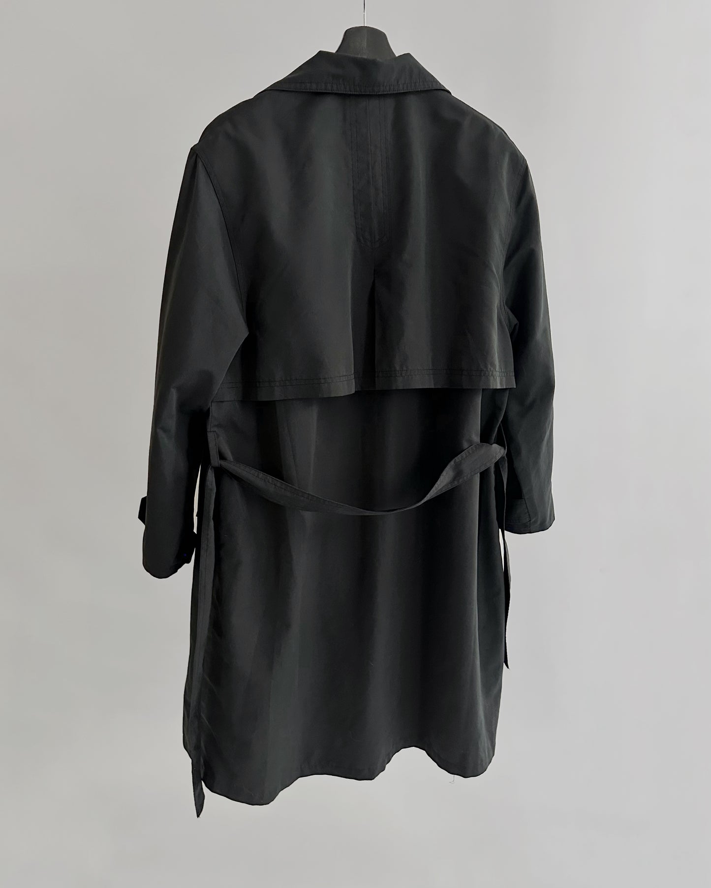 80s Grey Navy Belted Trench Coat