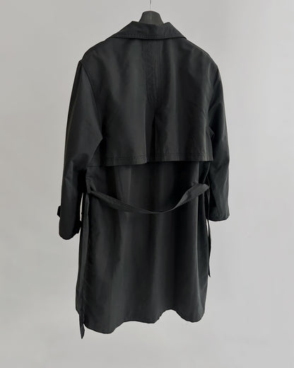 80s Grey Navy Belted Trench Coat