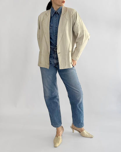 80s Cream Leather Jacket