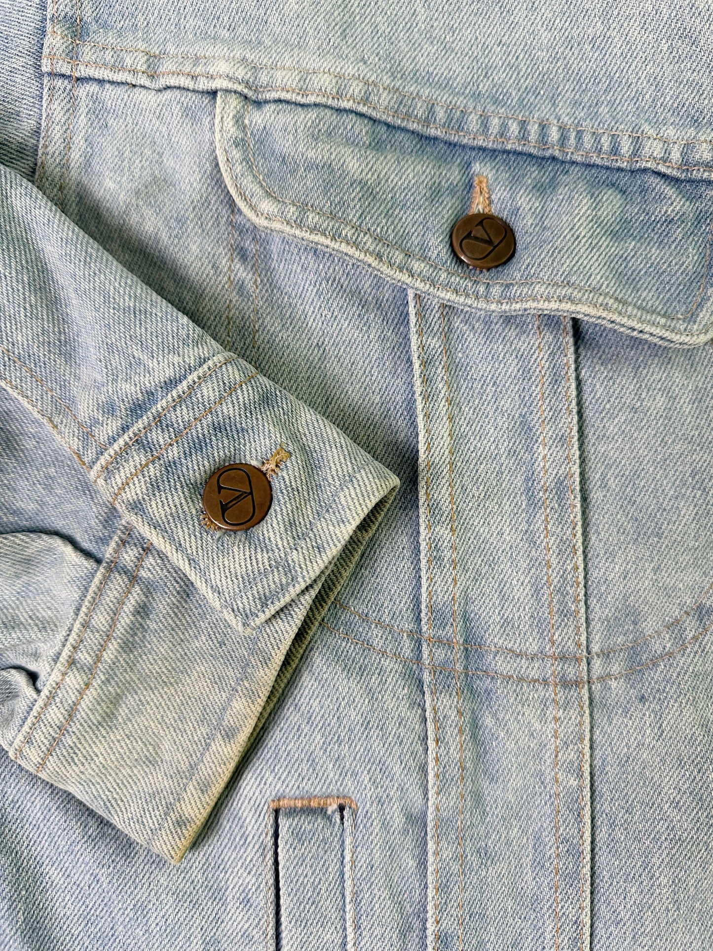 90s Valentino Garavani Denim Jacket - Light Blue Wash