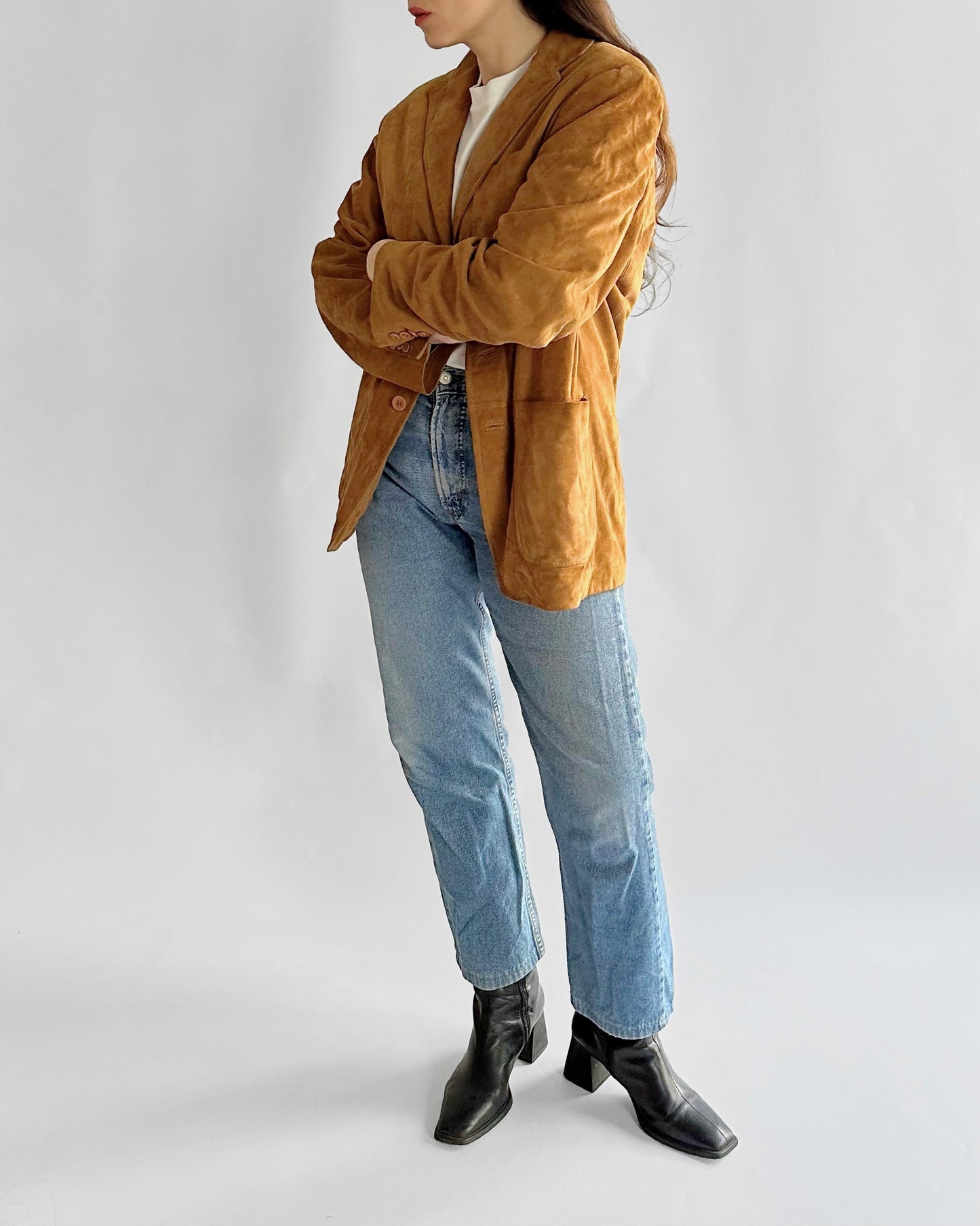 2000s Camel Goatskin Suede Blazer