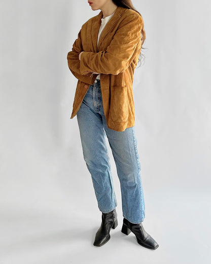 2000s Camel Goatskin Suede Blazer