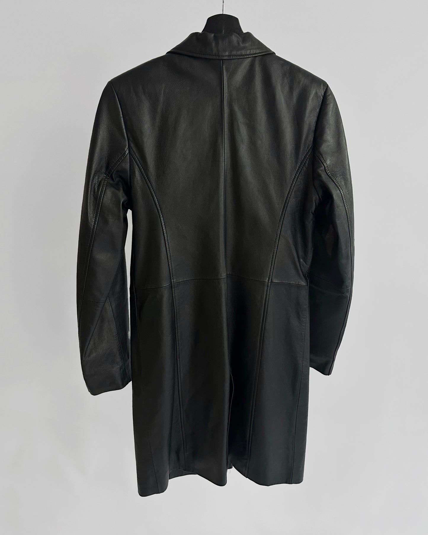 2000s Black Sheepskin Nappa Leather Coat