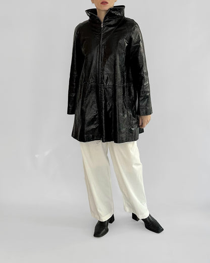 80s Gianfranco Ferré Black Patent Leather Coat