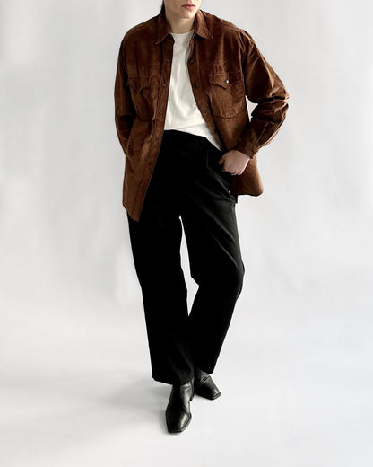70s Brown Suede Western Shirt Jacket