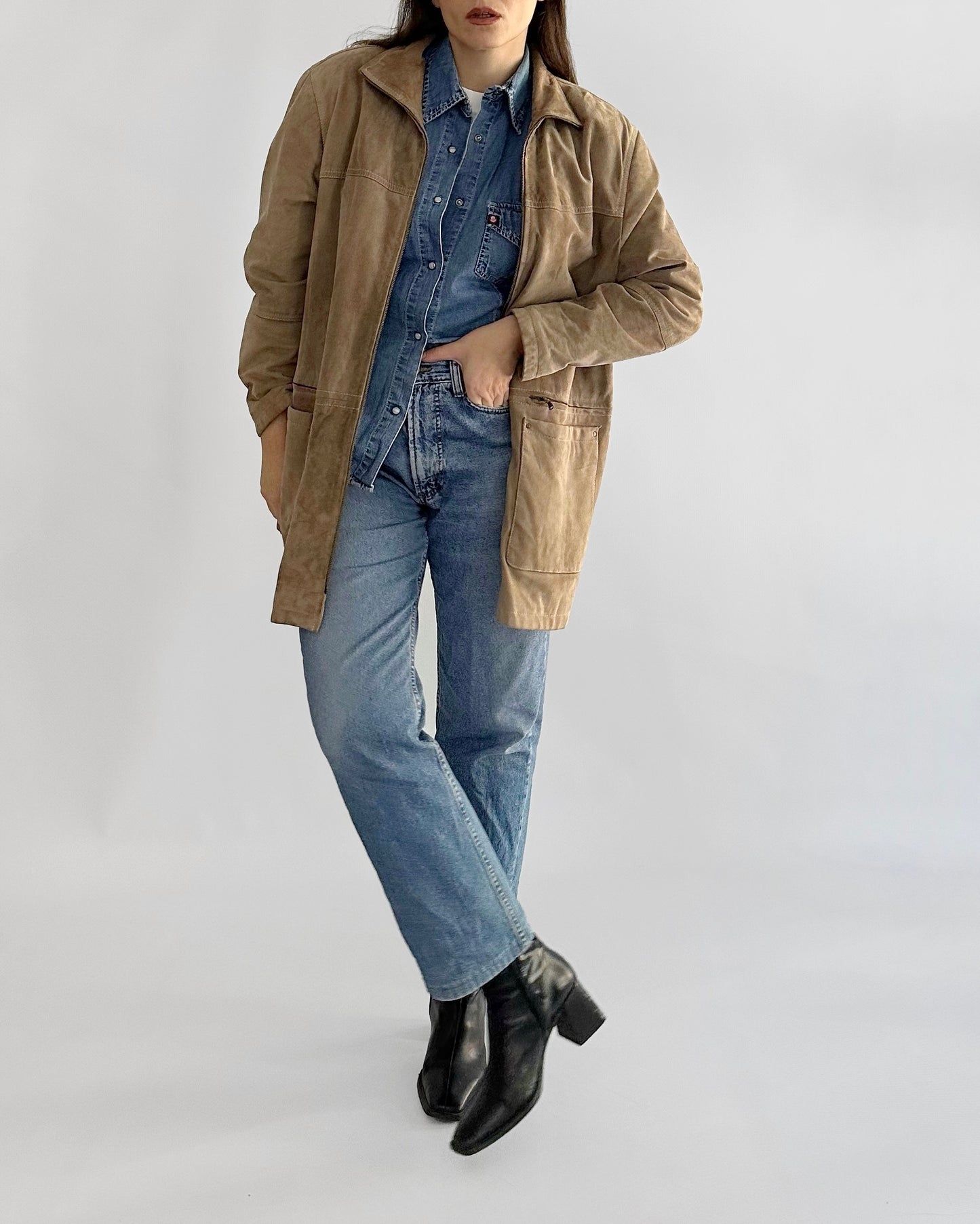 90s Brown Suede Leather Jacket
