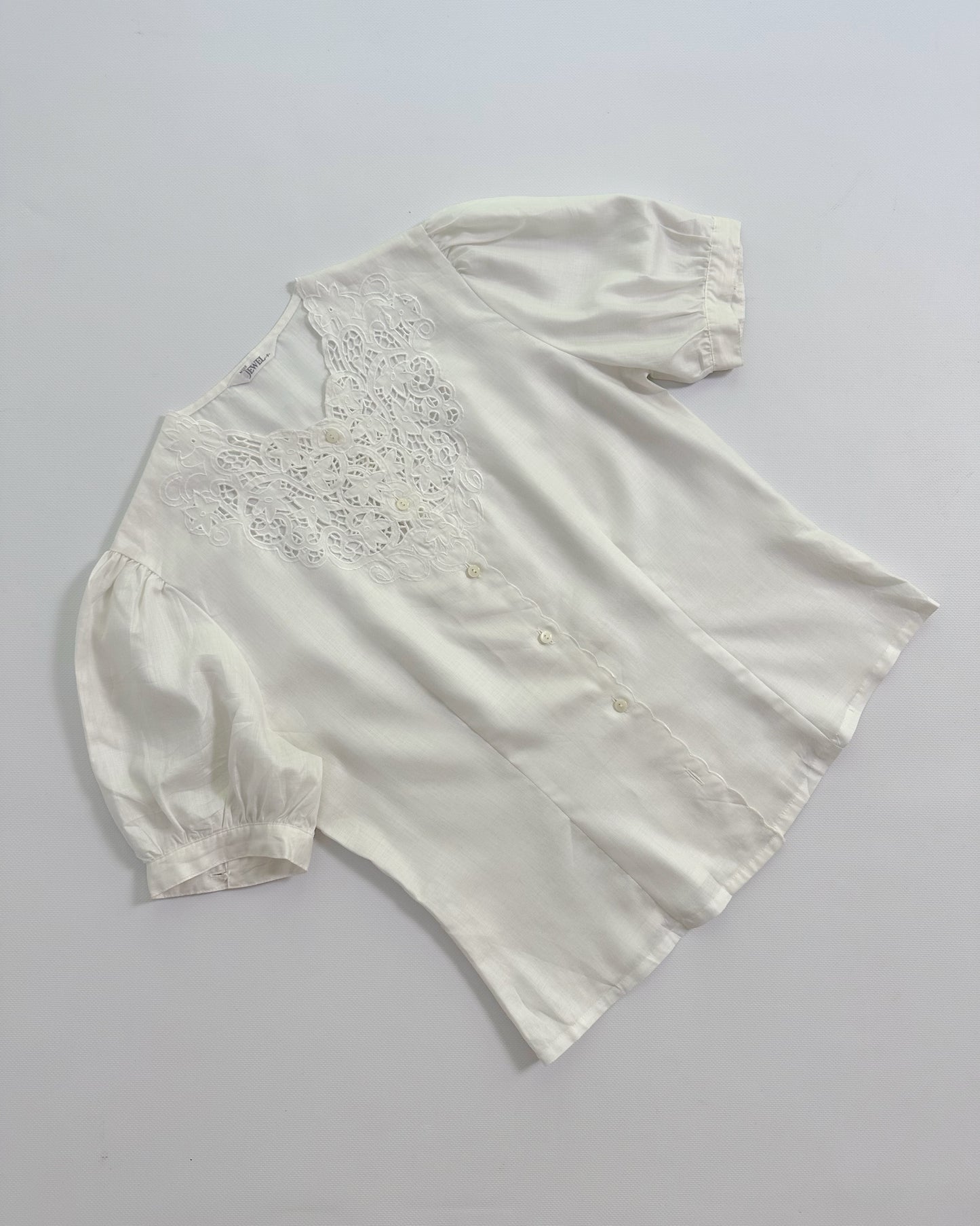 90s Embroidered White Blouse