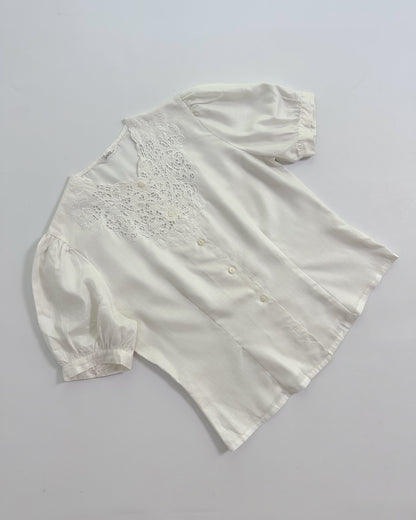 90s Embroidered White Blouse