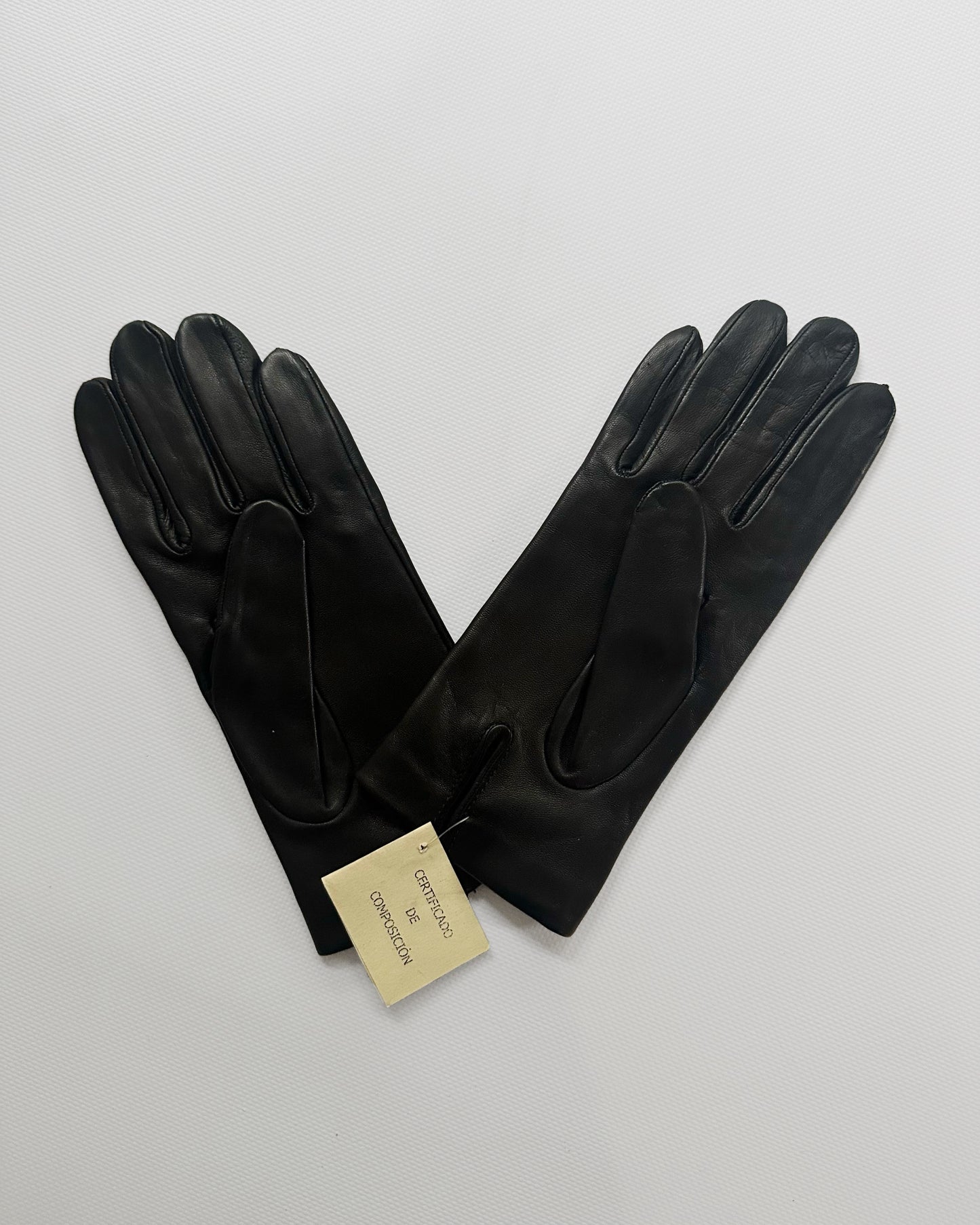 90s Black Red Leather Gloves - Size 7 1/2, NOS