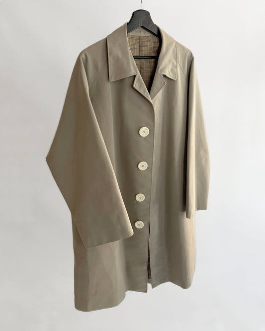 Vintage 1970s Beige Minimal Trench Coat