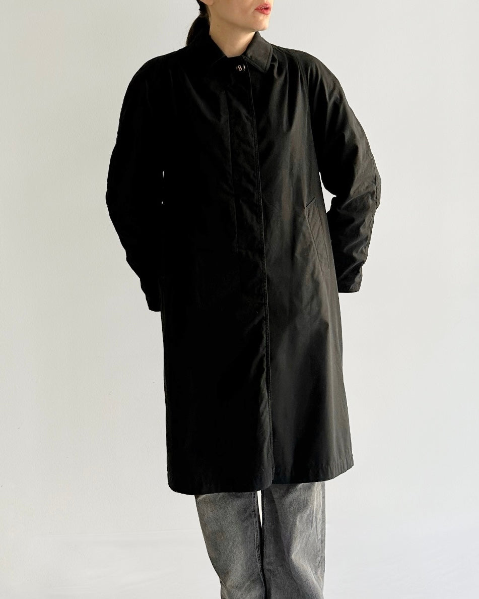 90s Italian Black Trench Coat