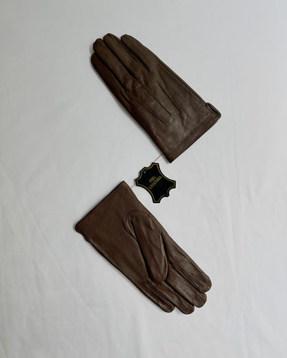 90s Brown Goat Leather Gloves - Size 9 1/2, NOS