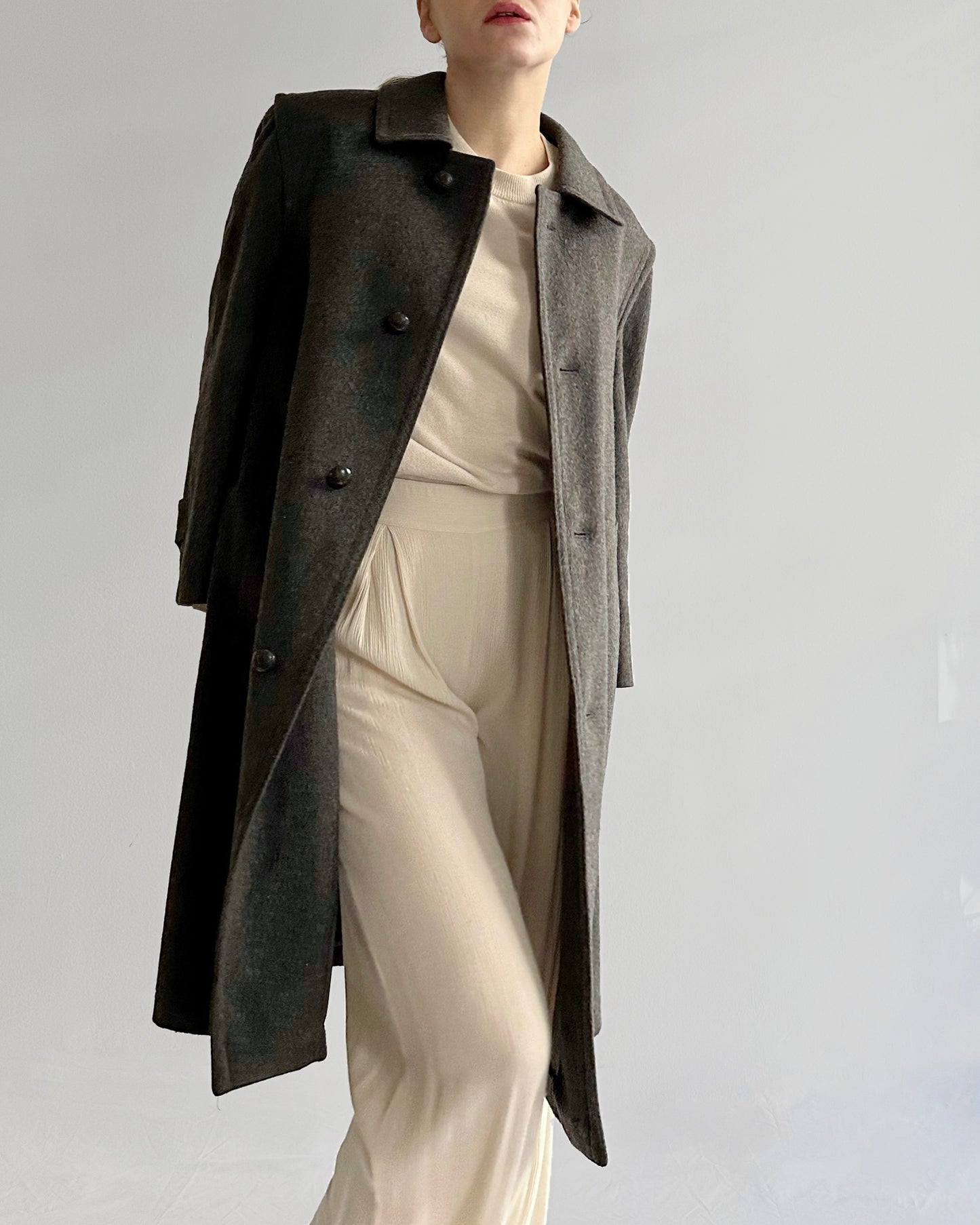 90s Austrian Grey Wool Loden Coat