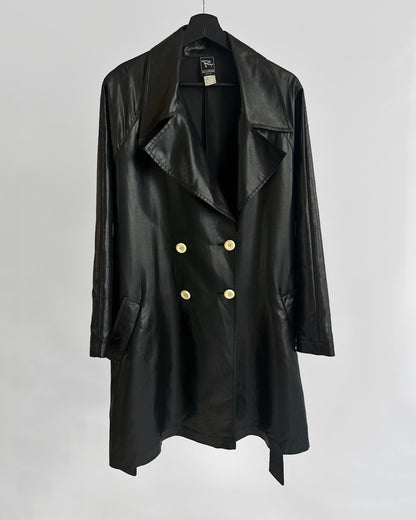 80s Italian Black Double-Breasted Trench Coat – By Paola Antonini