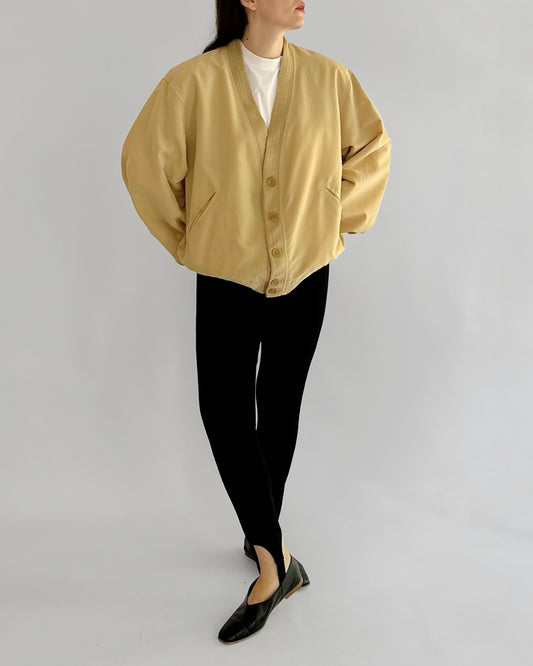 80s Beige Bomber Jacket