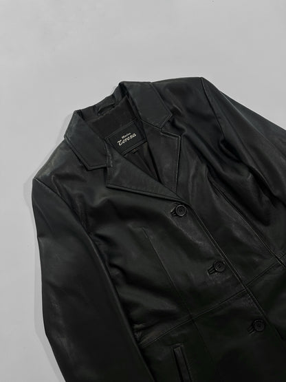 2000s Black Sheepskin Nappa Leather Coat