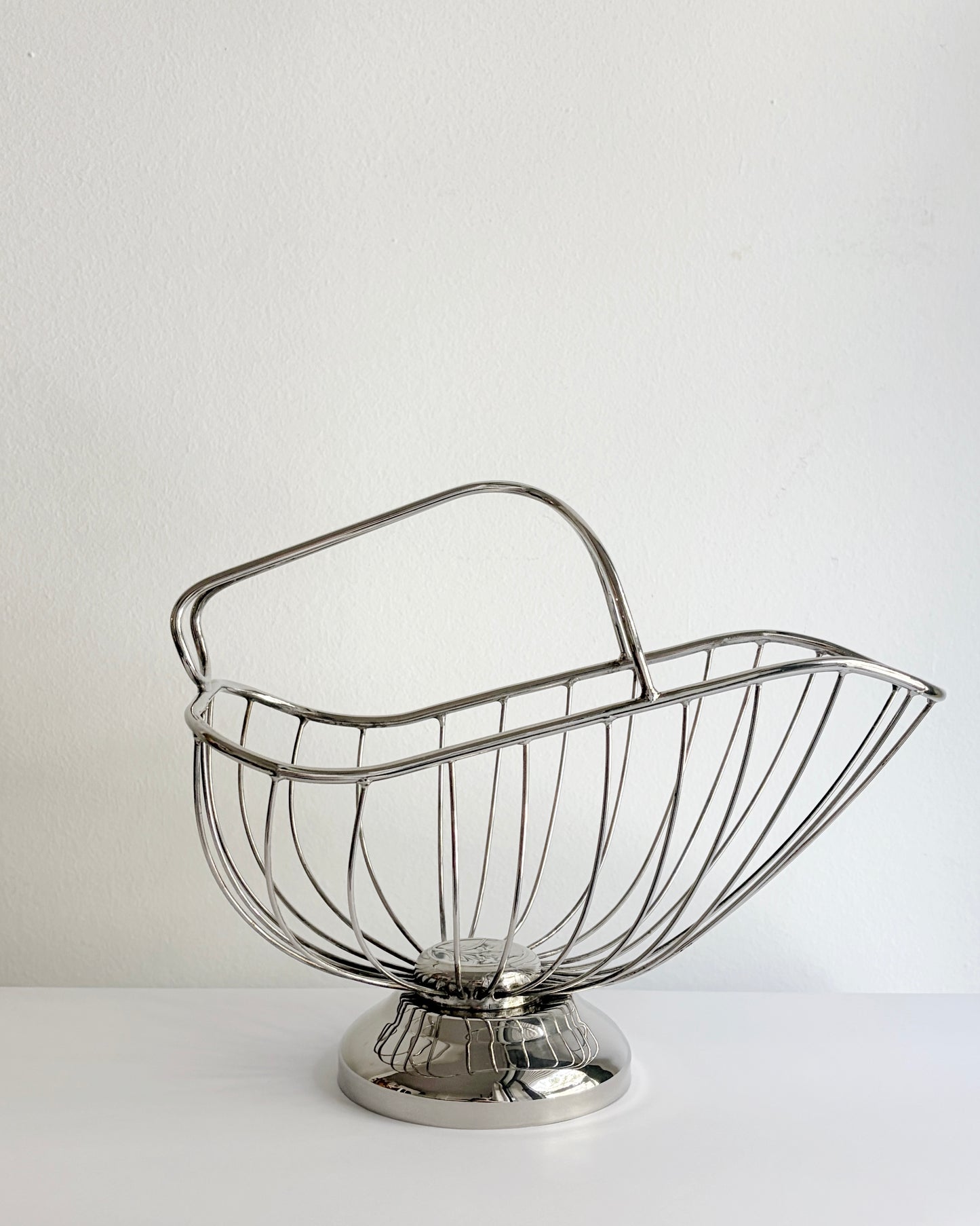 Vintage 1960s–70s Silver Plated Wine Basket Bottle Holder