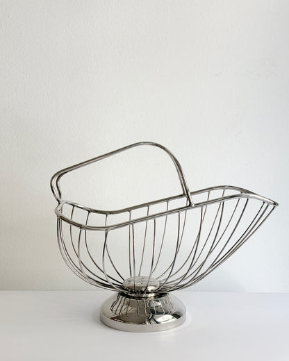 Vintage 1960s–70s Silver Plated Wine Basket Bottle Holder
