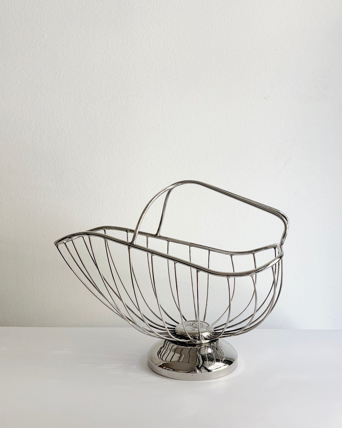 Vintage 1960s–70s Silver Plated Wine Basket Bottle Holder