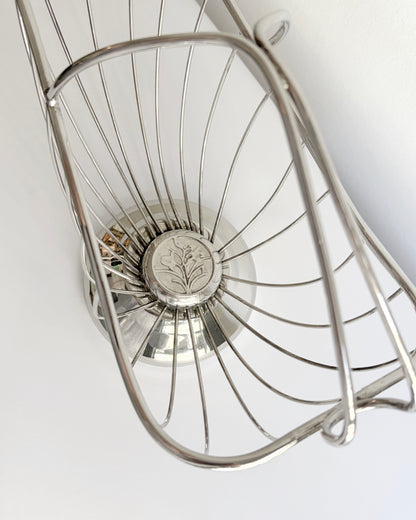 Vintage 1960s–70s Silver Plated Wine Basket Bottle Holder