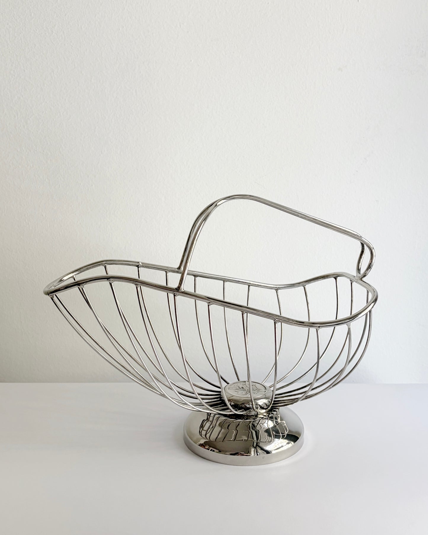 Vintage 1960s–70s Silver Plated Wine Basket Bottle Holder