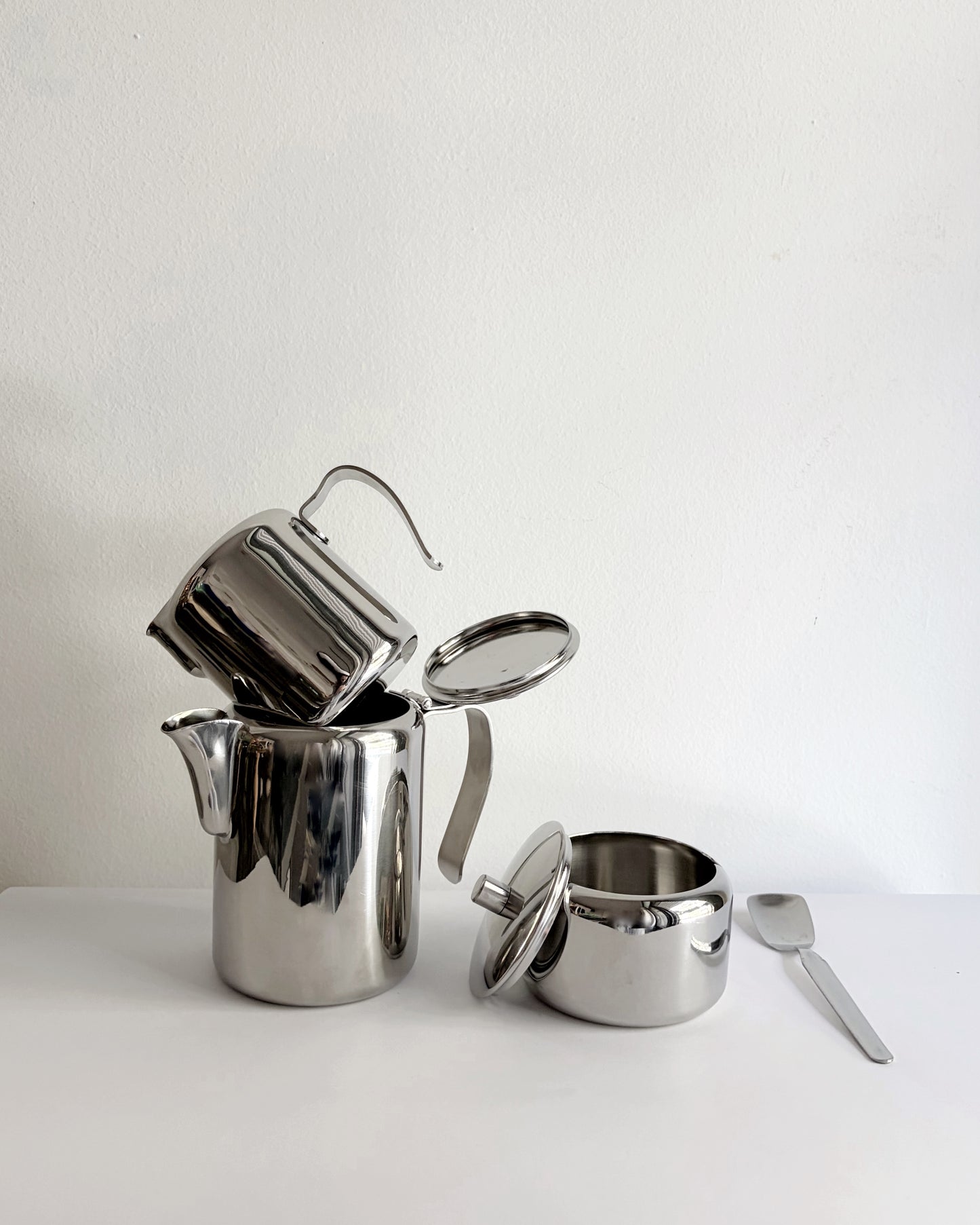Vintage 1980s Stainless Steel Coffee Set by BRA Spain
