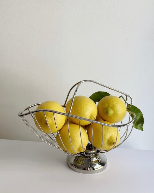 Vintage 1960s–70s Silver Plated Wine Basket Bottle Holder