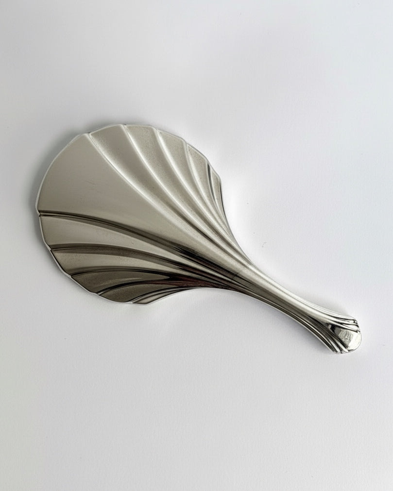 Vintage 1970s Silver Plated Art Deco Style Hand Mirror