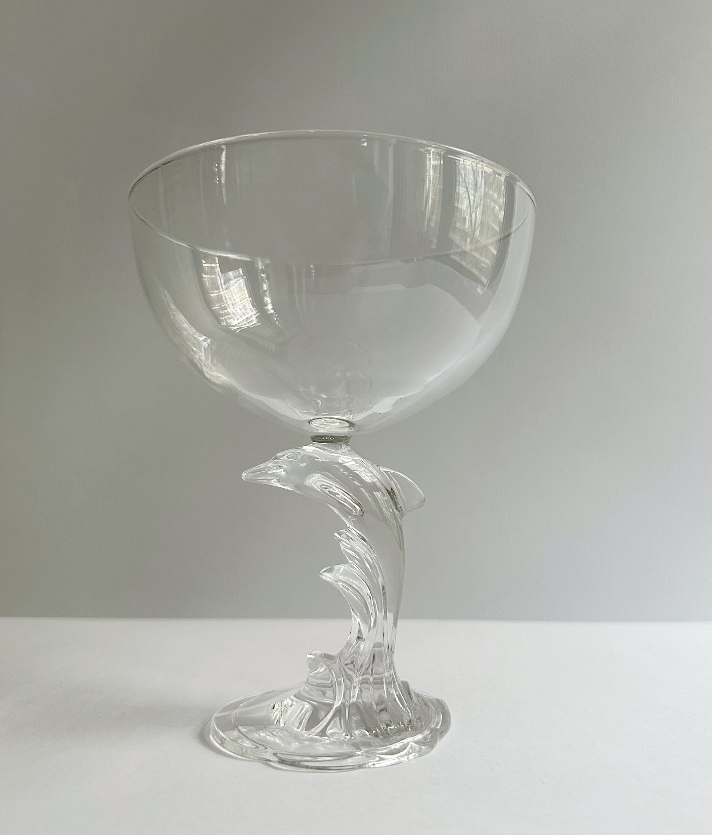 Vintage 1980s French Dolphin Stem Glasses – Set of 2