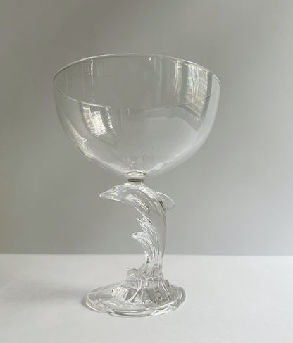 Vintage 1980s French Dolphin Stem Glasses – Set of 2