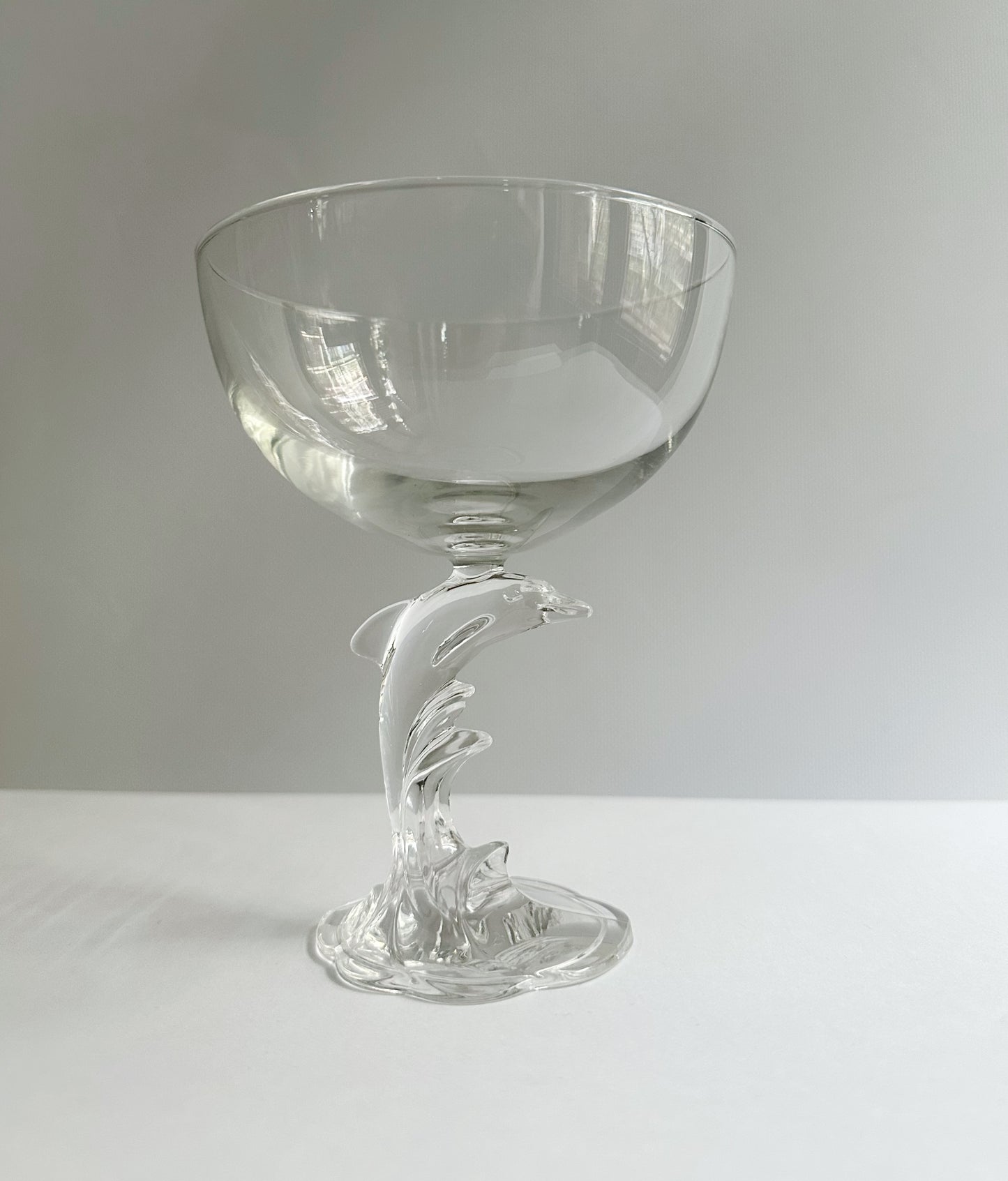 Vintage 1980s French Dolphin Stem Glasses – Set of 2