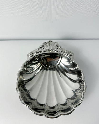 Vintage 1980s Shell Shaped Metal Dish
