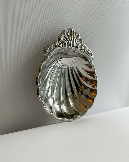 Vintage 1980s Shell Shaped Metal Dish