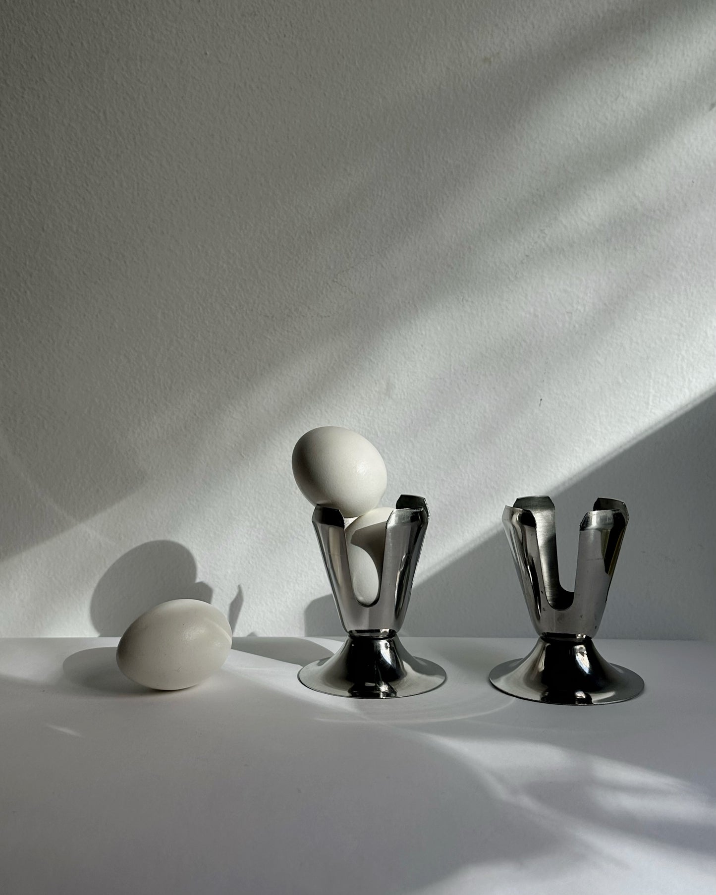 Vintage Stainless Steel Egg Cups - Set of 2